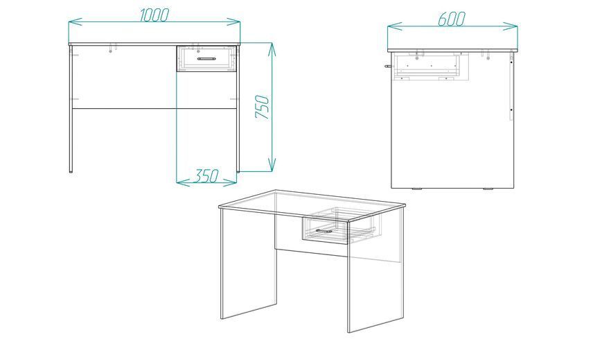 Стіл комп'ютерний Бад Ferrum-decor 750x1000x600 ДСП Дуб Сонома 16 мм (ST304)