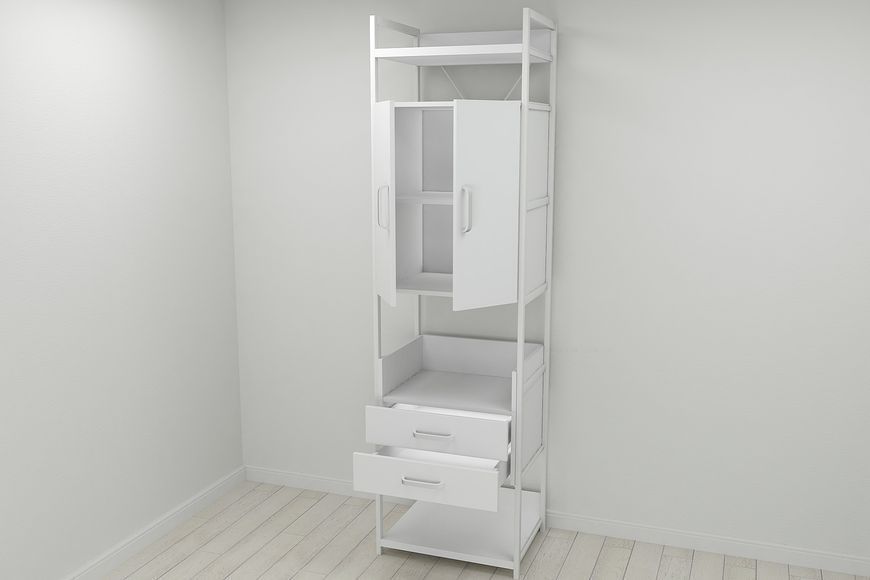 Шафа Гардероб Уні секція 5 серії Конект Ferrum-decor 220х60х50см Білий метал ДСП Білий 32 мм (SHG036)