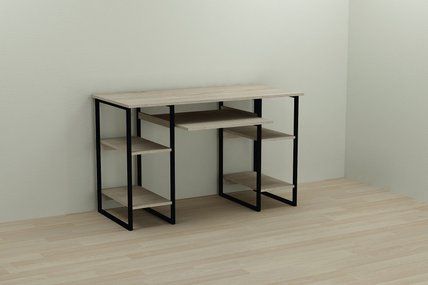 Компьютерный стол Ferrum-decor Тим 75x140x60 черный ДСП Дуб Сонома 16мм