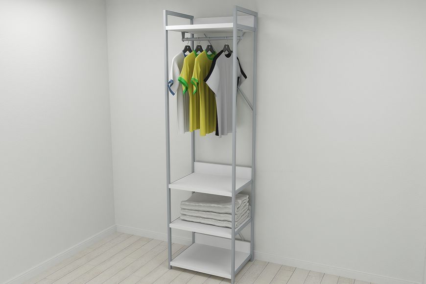 Шкаф Гардероб Уни секция 3 серии Конект Ferrum-decor 220х60х50см Серый металл ДСП Белый 32 мм (SHG050)