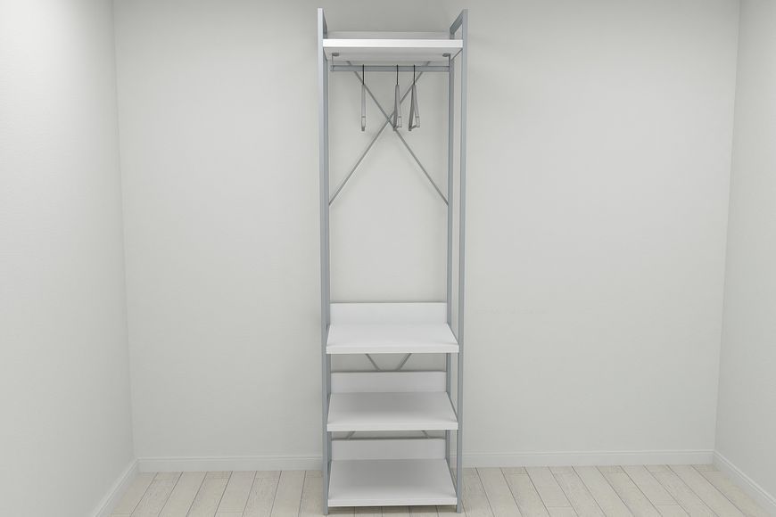 Шкаф Гардероб Уни секция 3 серии Конект Ferrum-decor 220х60х50см Серый металл ДСП Белый 32 мм (SHG050)