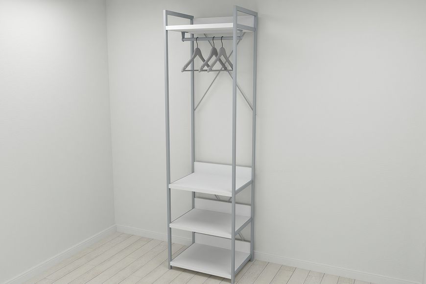 Шкаф Гардероб Уни секция 3 серии Конект Ferrum-decor 220х60х50см Серый металл ДСП Белый 32 мм (SHG050)