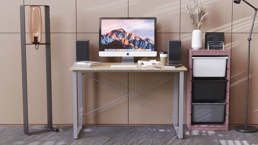 Комп'ютерний стіл Ferrum-decor Дейв 75x120x60 сірий ДСП Дуб Сонома 16мм