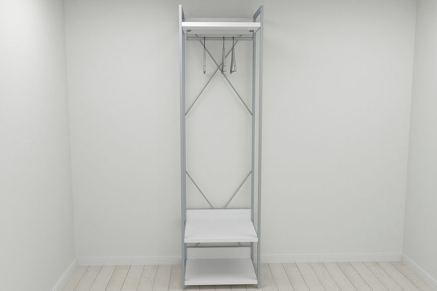 Шкаф Гардероб Уни секция 1 серии Конект Ferrum-decor 220х60х50см Серый металл ДСП Белый 32 мм (SHG008)
