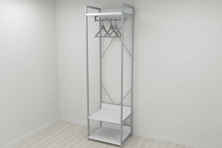 Шкаф Гардероб Уни секция 1 серии Конект Ferrum-decor 220х60х50см Серый металл ДСП Белый 32 мм (SHG008)