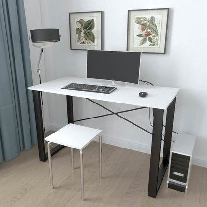 Письмовий стіл Ferrum-decor Драйв 750x1400x600 Чорний метал ДСП Білий 16 мм (DRA043)