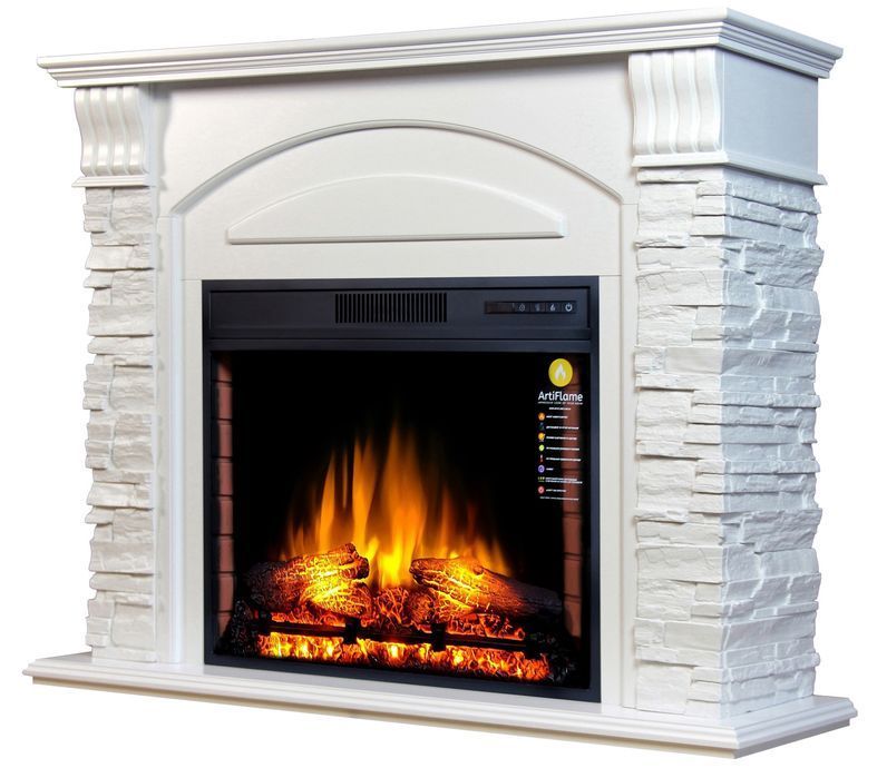 Камінокомплект ArtiFlame ALIOTH AF28S, колір Білий Б'янко, зі звуком