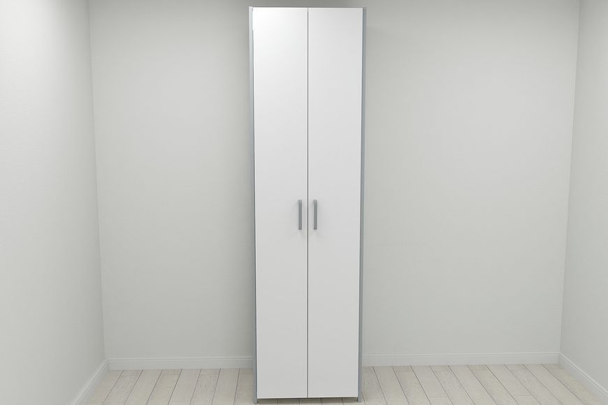 Шкаф Гардероб Уни секция 7 серии Конект Ferrum-decor 220х60х50см Серый металл ДСП Белый 16 мм (SHG113)