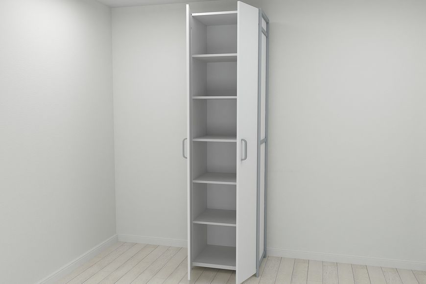 Шкаф Гардероб Уни секция 7 серии Конект Ferrum-decor 220х60х50см Серый металл ДСП Белый 16 мм (SHG113)