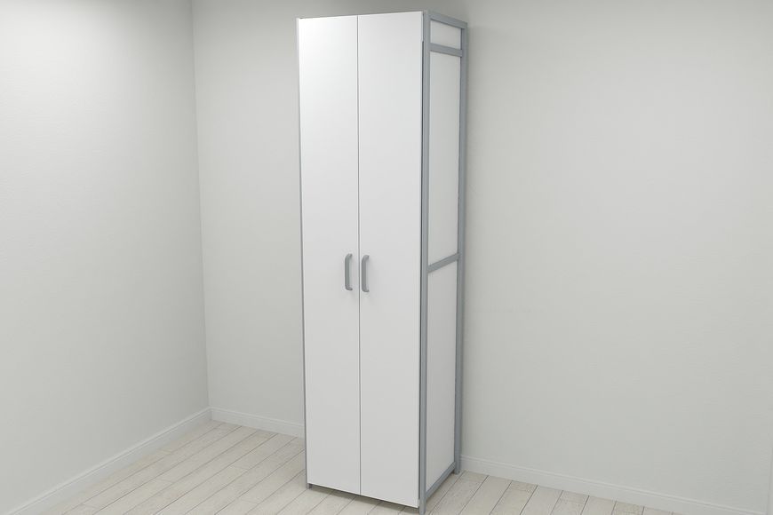 Шкаф Гардероб Уни секция 7 серии Конект Ferrum-decor 220х60х50см Серый металл ДСП Белый 16 мм (SHG113)