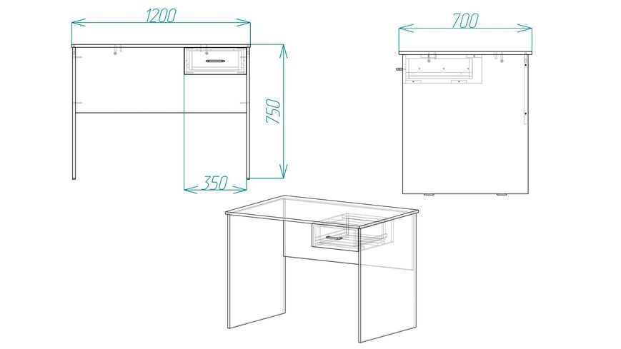 Стол компьютерный Бад Ferrum-decor 750x1200x700 ДСП Дуб Сонома 16 мм (ST339)