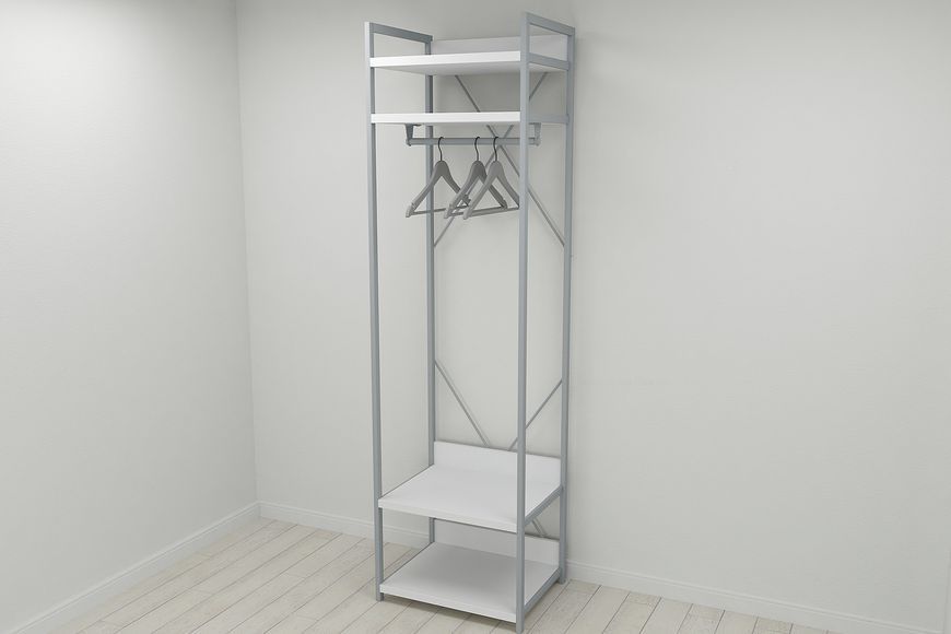 Шкаф Гардероб Уни секция 2 серии Конект Ferrum-decor 220х60х50см Серый металл ДСП Белый 32 мм (SHG071)