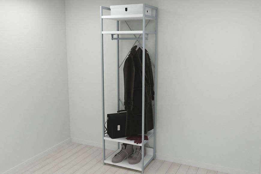 Шкаф Гардероб Уни секция 2 серии Конект Ferrum-decor 220х60х50см Серый металл ДСП Белый 32 мм (SHG071)