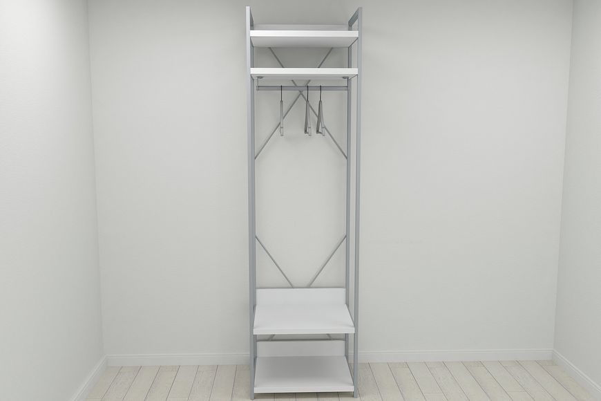 Шкаф Гардероб Уни секция 2 серии Конект Ferrum-decor 220х60х50см Серый металл ДСП Белый 32 мм (SHG071)