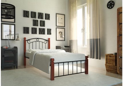 Ліжко Монро на дерев'яних ногах Металл-дизайн