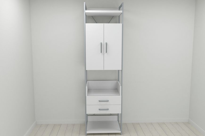 Шкаф Гардероб Уни секция 5 серии Конект Ferrum-decor 220х60х50см Серый металл ДСП Белый 32 мм (SHG029)