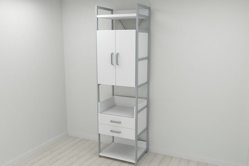 Шкаф Гардероб Уни секция 5 серии Конект Ferrum-decor 220х60х50см Серый металл ДСП Белый 32 мм (SHG029)