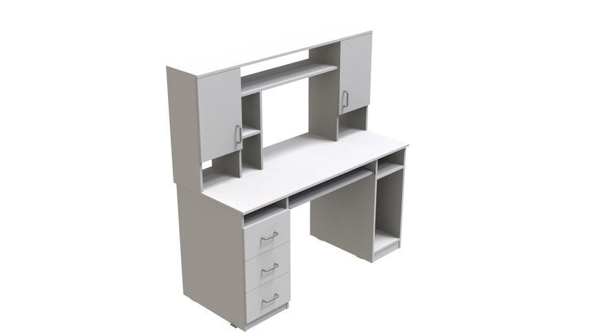 Стіл комп'ютерний Анжело Ferrum-decor 1400x1422x600 ДСП Білий 16 мм (STO110)