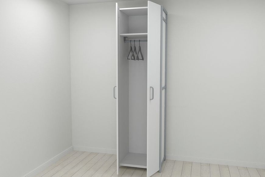 Шкаф Гардероб Уни секция 6 серии Конект Ferrum-decor 220х60х50см Серый металл ДСП Белый 16 мм (SHG134)