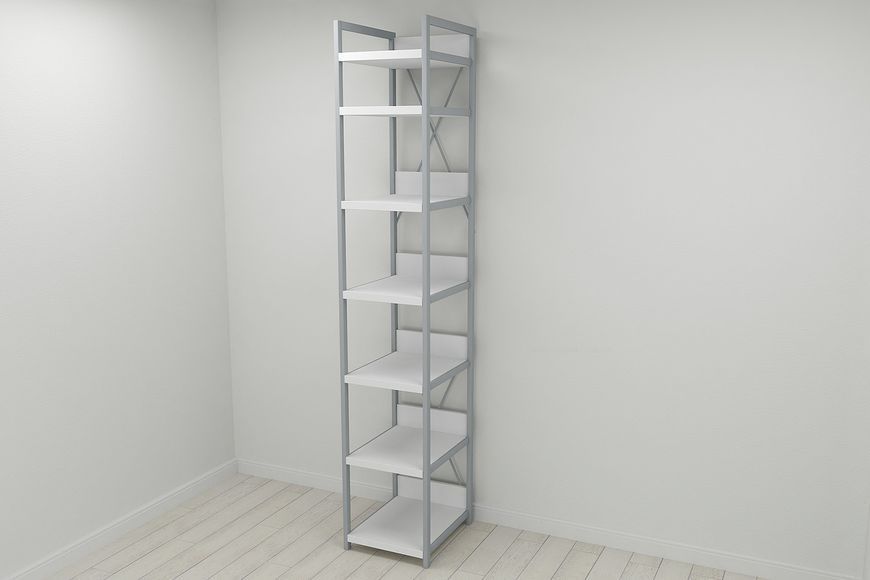 Шкаф Гардероб Уни секция 4 серии Конект Ferrum-decor 220х40х50см Серый металл ДСП Белый 32 мм (SHG092)