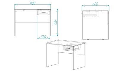 Стол компьютерный Бад Ferrum-decor 750x1100x600 ДСП Дуб Сонома 16 мм (ST311)